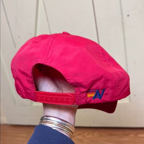 Aviator Nation signature lightning bolt 4 stripe Red snap back rock and roll hat main image 5
